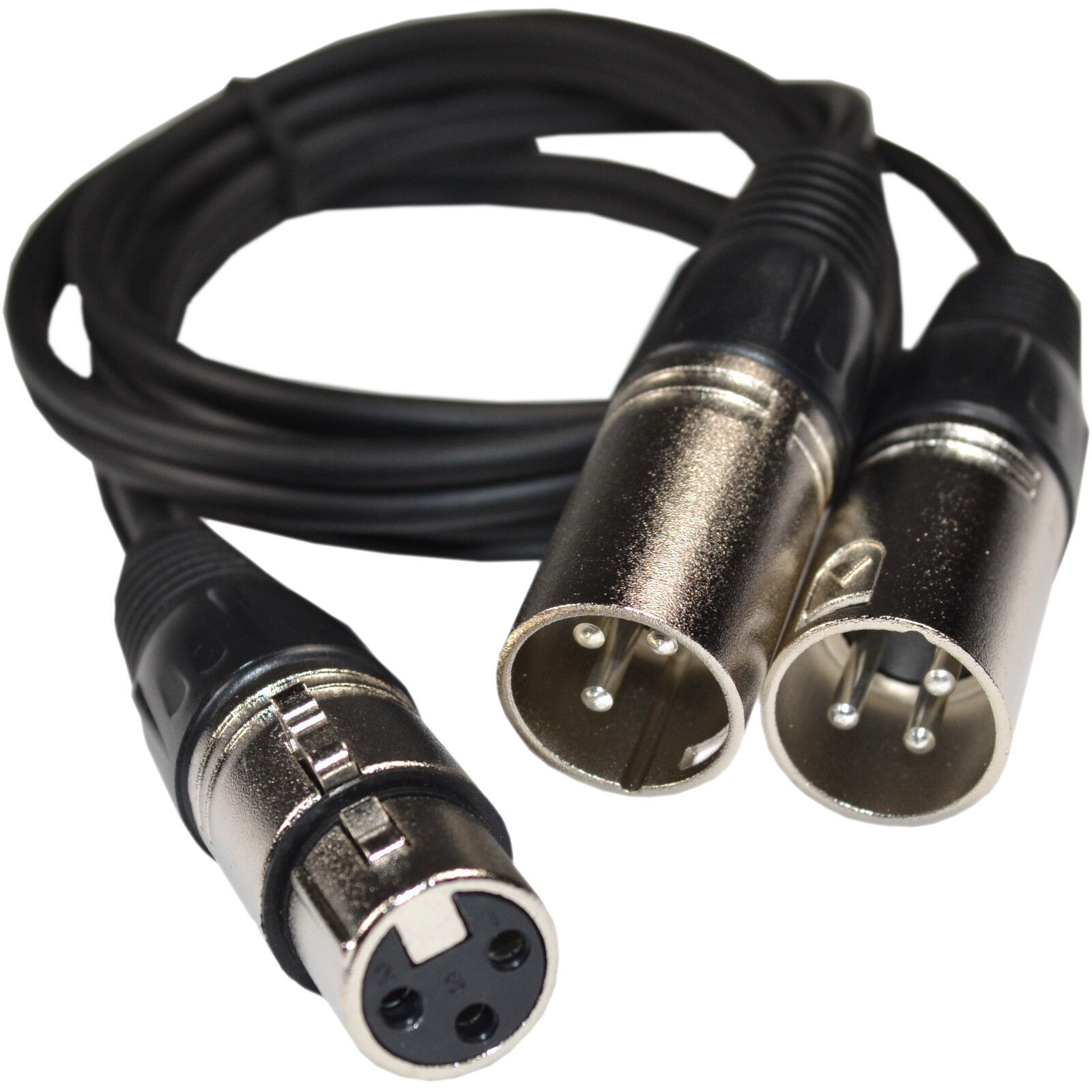 3ft XLR Female 3-pin XLRF to Dual XLR Male 3-pin XLRM Y Splitter Audio Mic Cable. Available Now for $7.95