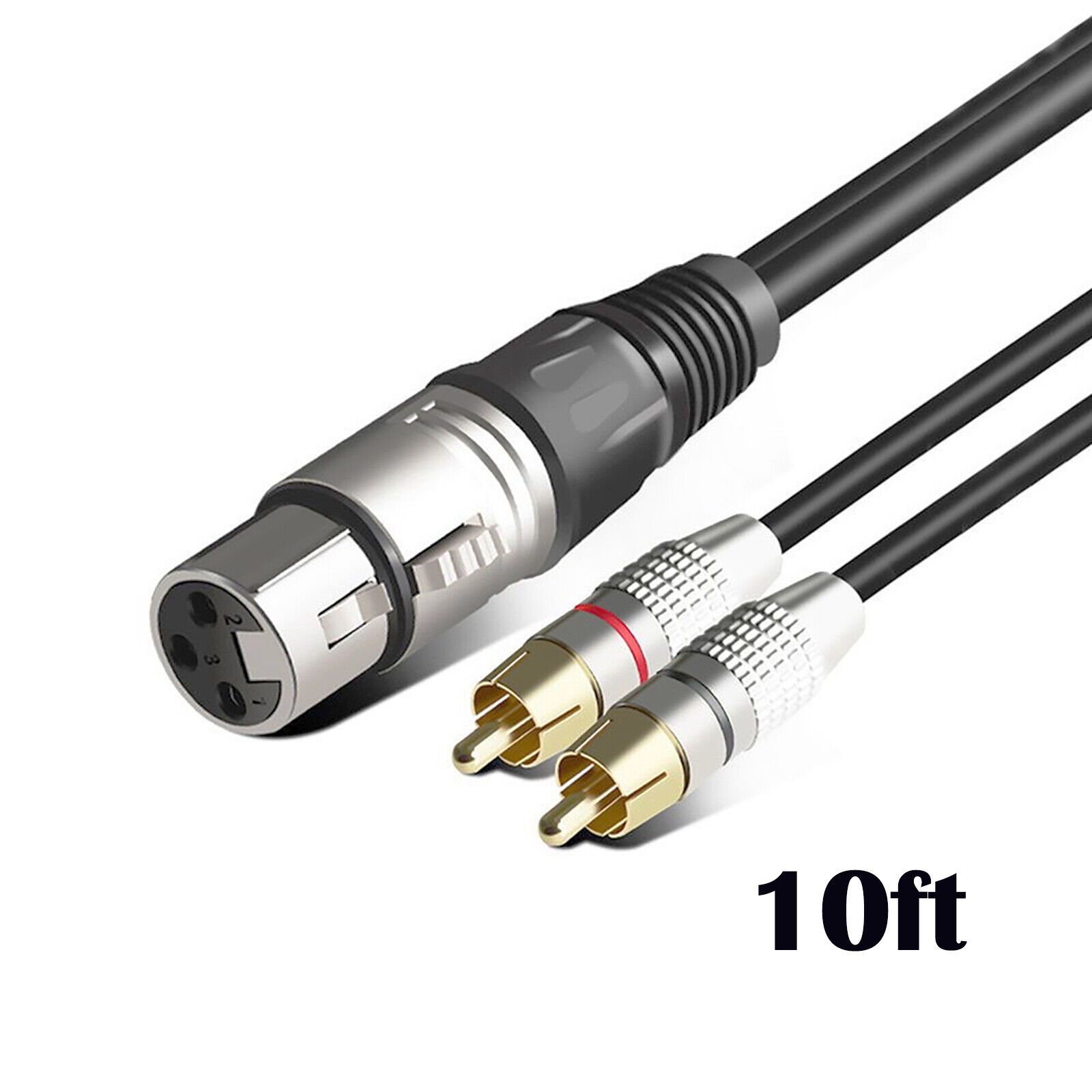 10ft XLR Female to 2 RCA Male Audio Y Splitter Patch Cable. Available Now for $12.70